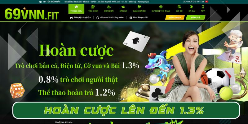 Hoàn cược cực cao lên đến 1.3%